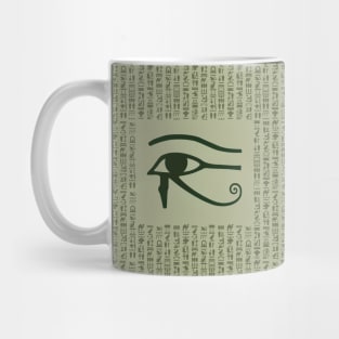 Eye of Horus, ancient Egypt, hieroglyphs, vintage look, green Mug